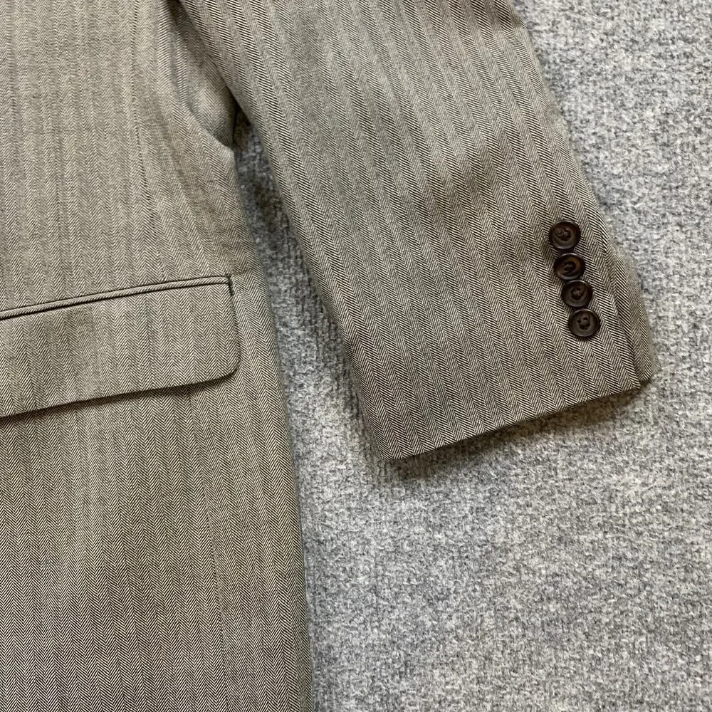 Ralph by Ralph Lauren Blazer Mens‎ 48 Black Cream Herringbone Wool 2 Button